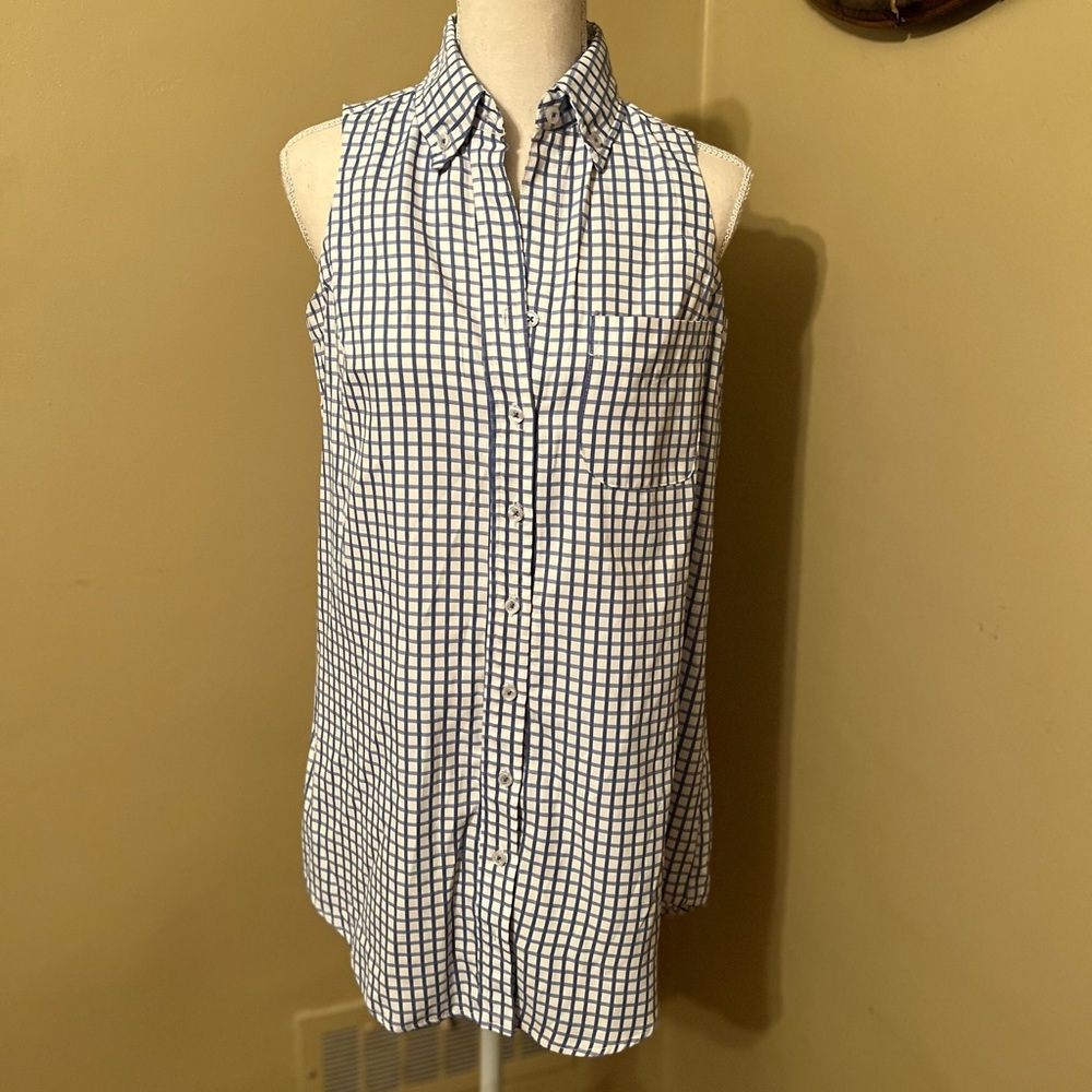 Finley Blue and White Checkered Top